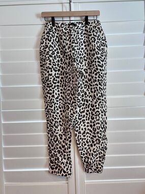 J Crew Leopard Print Linen Pant Black Cream Size 6t